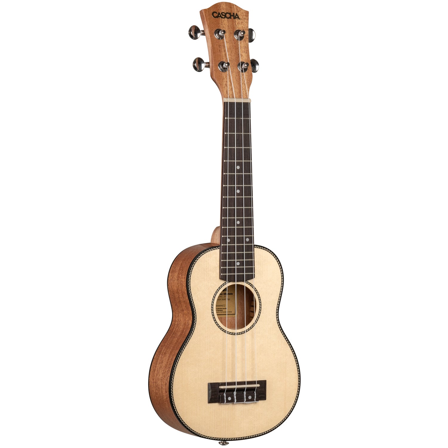 Cascha HH 2152 NL concert ukelele massief spar bovenblad + gigbag, tuner, boek