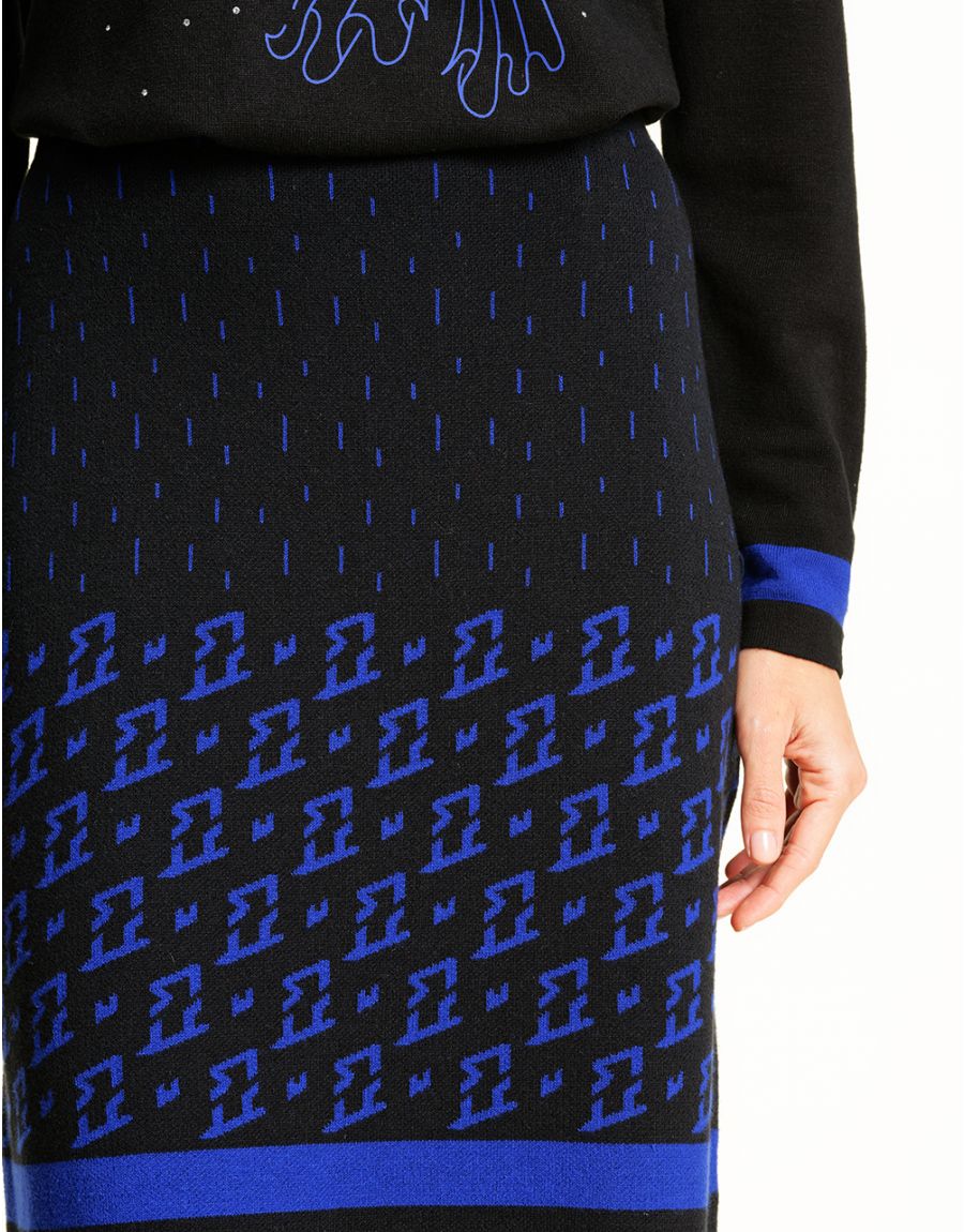 Jupe maille jacquard bleu