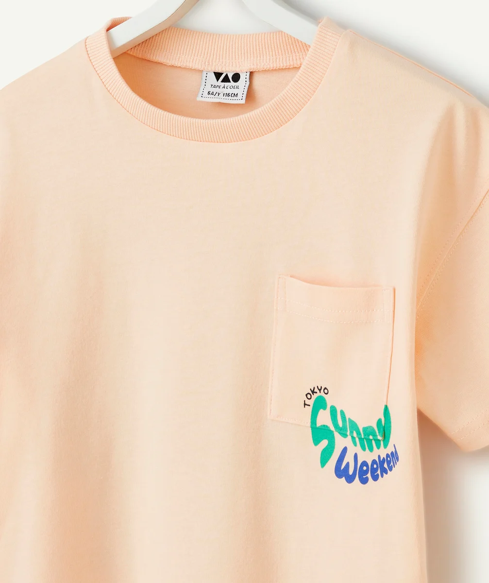 t-shirt manches courtes garçon en coton bio orange thème tokyo