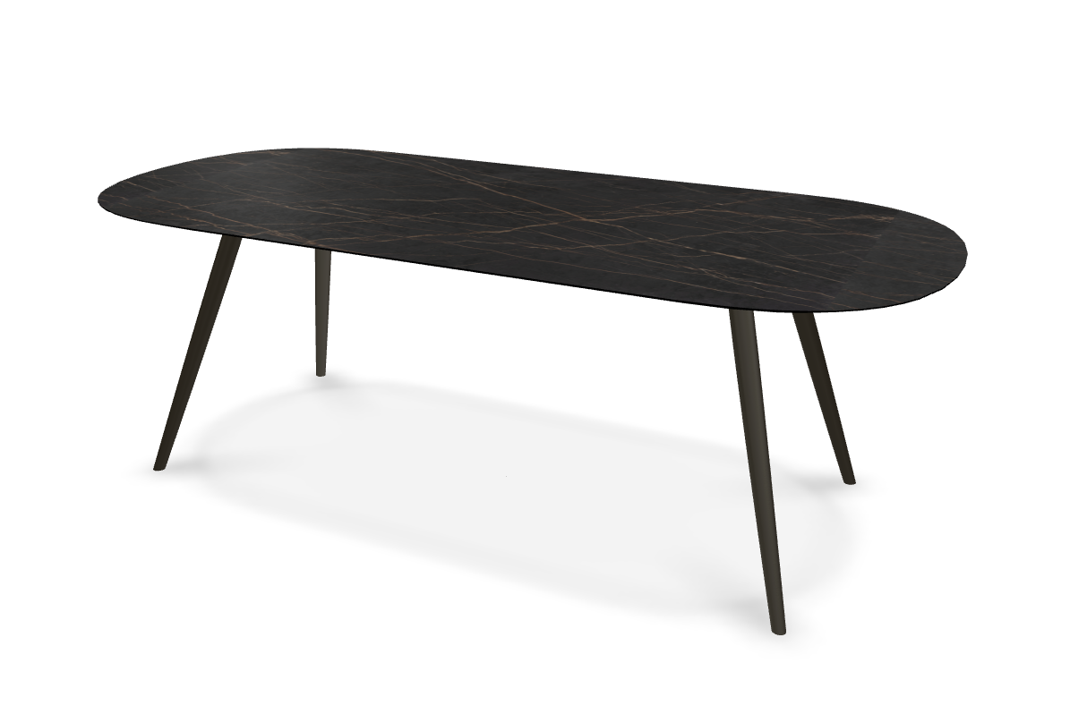 They & Me Tafel Joy – Plat Ovaal – Dekton Laurent 220 x 100 x 75 | Dekton Laurent  | Verjongde Rand | Frame TM404 Marron