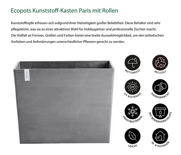 Ecopots Kunststoff-Kasten Paris mit Rollen,