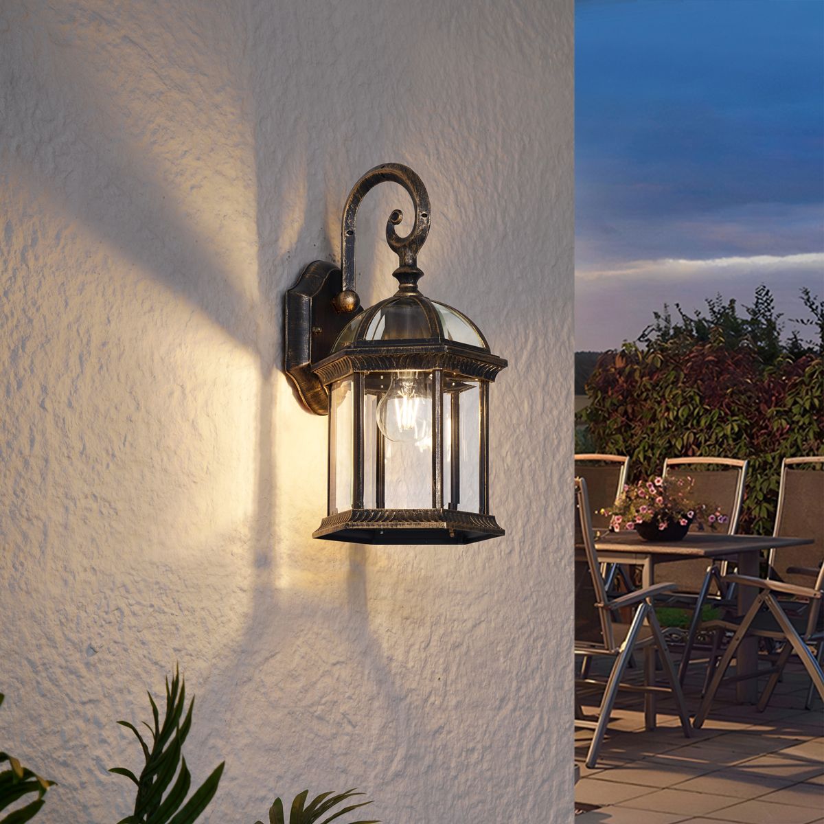 Klassieke buiten wandlamp antiek goud IP44 - Glasgow