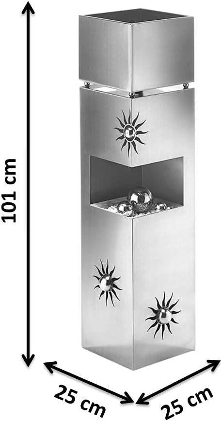 Kobolo Blumensäule Dekosäule Pflanzsäule Schale Bullet - Edelstahl 100 cm - 3 Dekokugeln