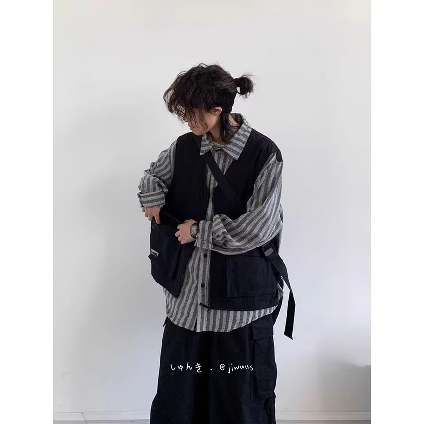 Real Boy - V-hals vest met rits en effen zakken