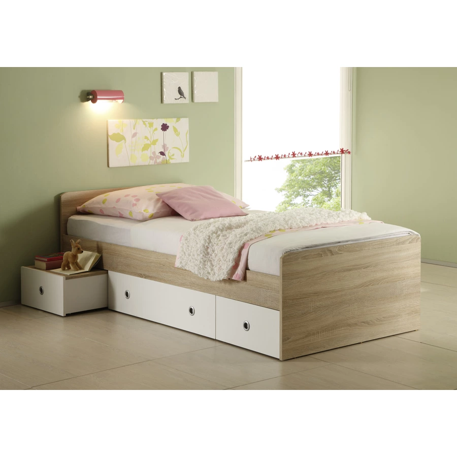 TICAA Einzelbett Vicky Sonoma-Weiß Sonoma-Weiß