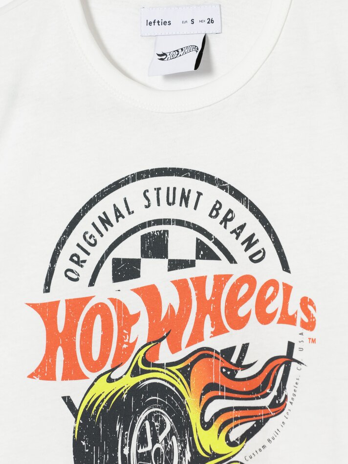 Camiseta cropped Hot Wheels da Mattel - Branca