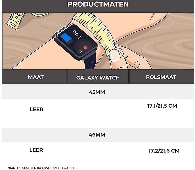 STRAP-IT - Leren Band - Zwart - Geschikt voor Galaxy Watch 3 - Smartwatch Bandje