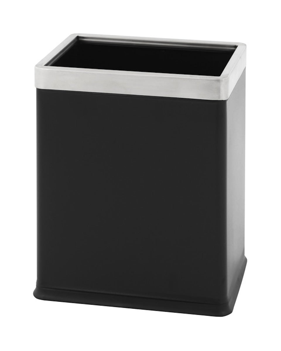 PROREGAL Dubbelwandige rechthoekige afvalbak van roestvrij staal 10 liter HxBxD 27,5 x 16,6 x 22,5 cm Zwart