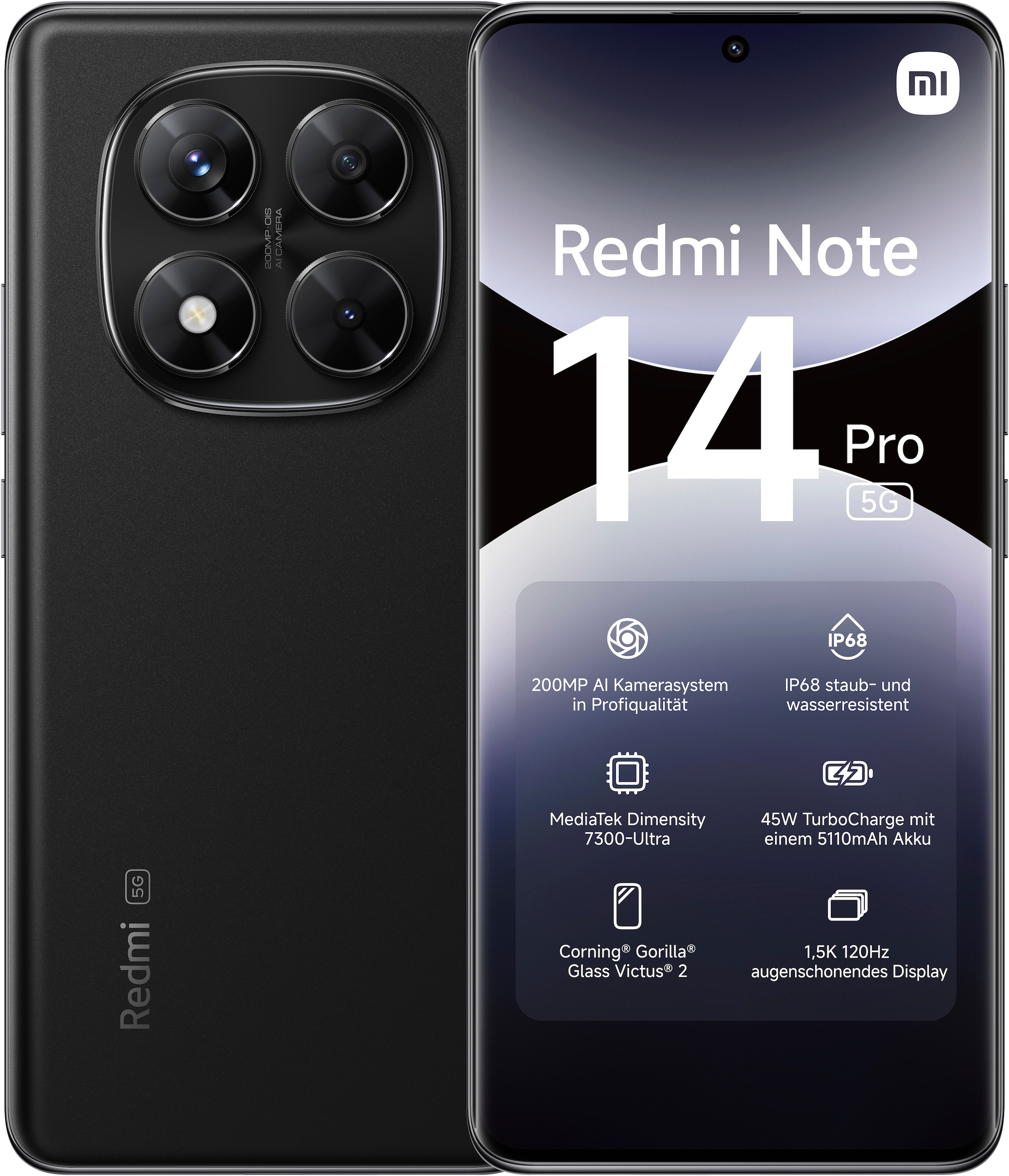 Xiaomi Smartphone »Redmi Note 14 Pro 5G« Mitternachtsschwarz