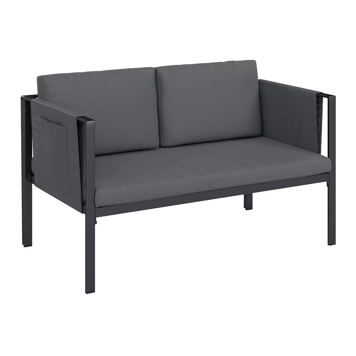 Beldano Loungegarnitur Padua 4-teilig dunkelgrau,schwarz