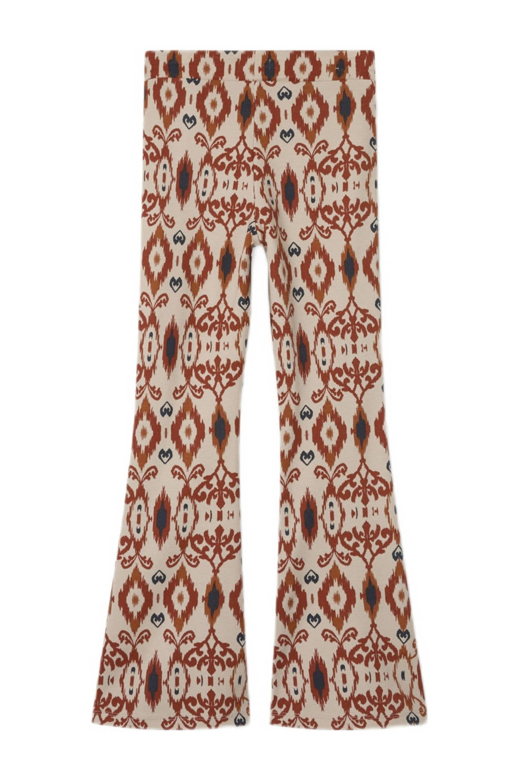 NAME IT bootcut broek NKFDURIANA met all over print roodbruin/ecru/donkergrijs