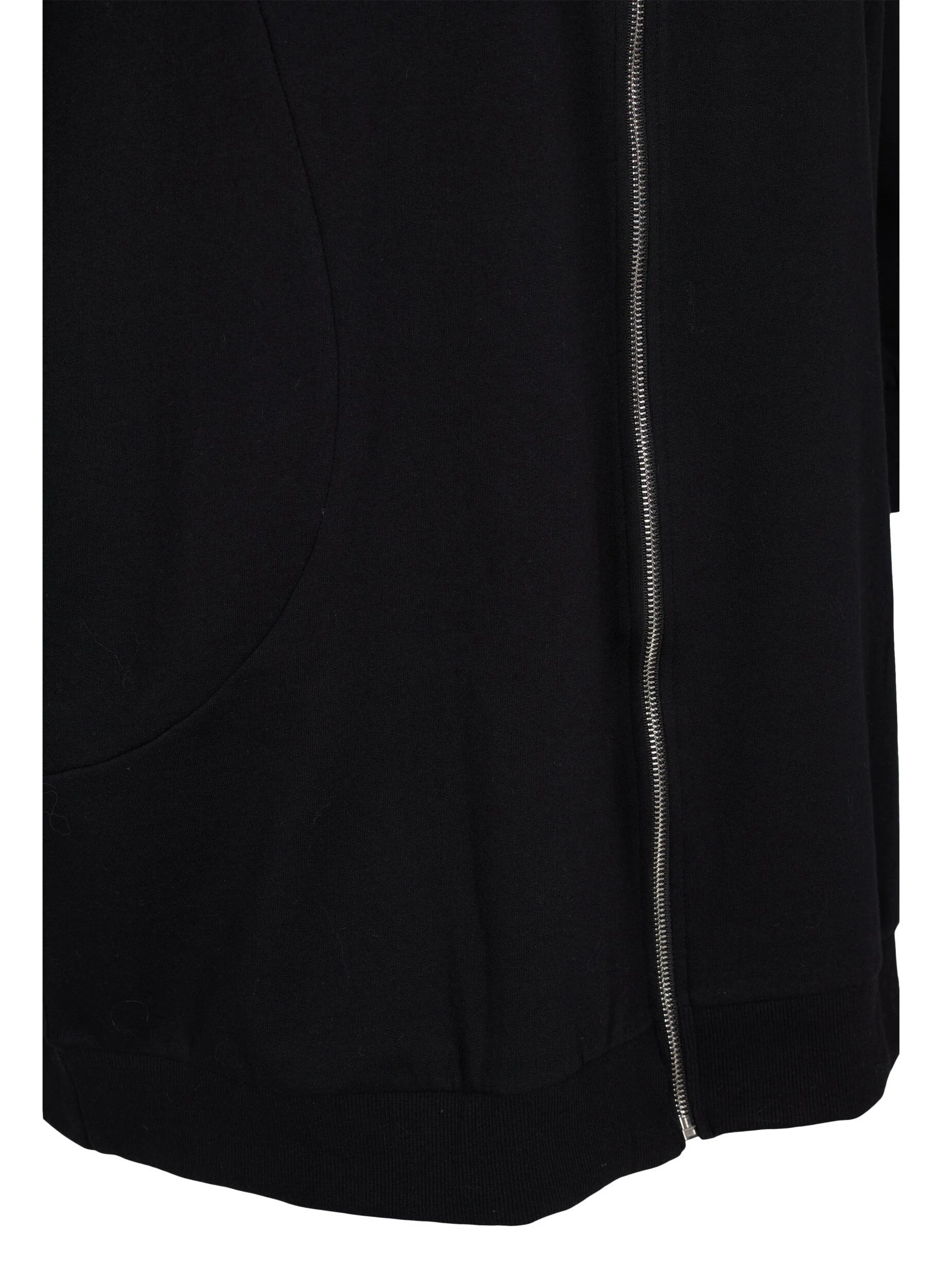 Lang bomulds sweat cardigan med hætte