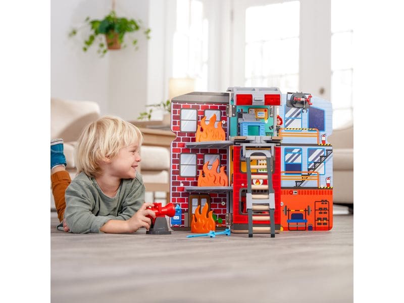 Kid Kraft Feuerwehr 2-in-1 Feuerwehrauto Spiel-Set