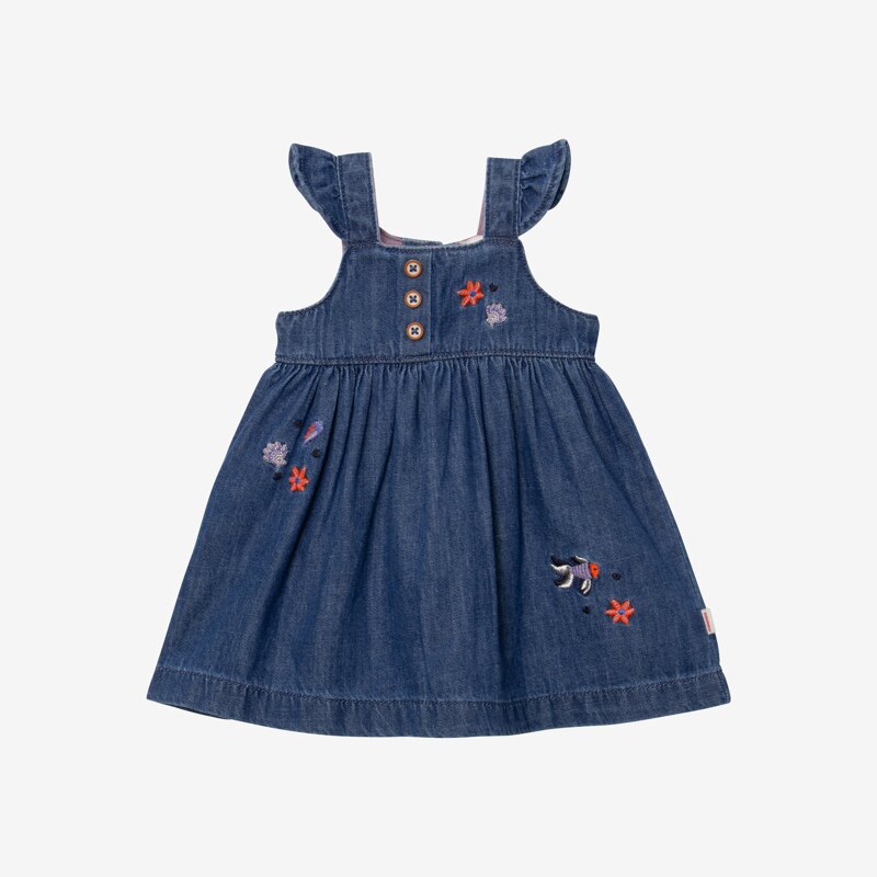Robe bébé fille jean brodé bleue Catimini Bleu