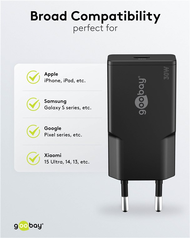 (20W) Slim USB C GaN Ladegerät Netzteil Power Delivery (75727) - Schwarz