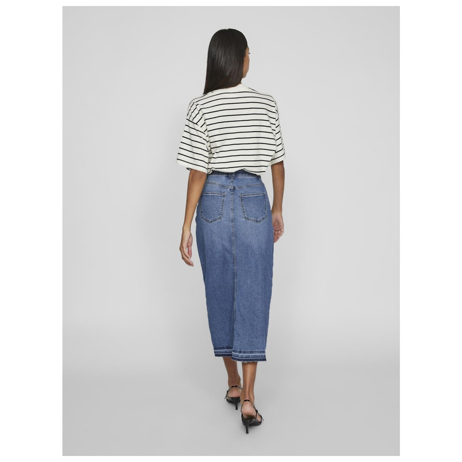 Vila VIRAY HW ANCLE DENIM SKIRT MBD