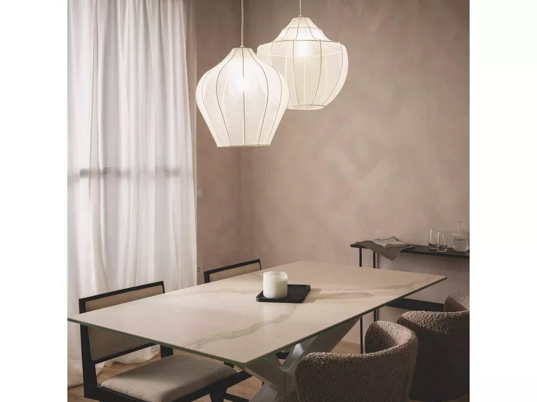 Suspension Métal et Tissu Yara Blanc