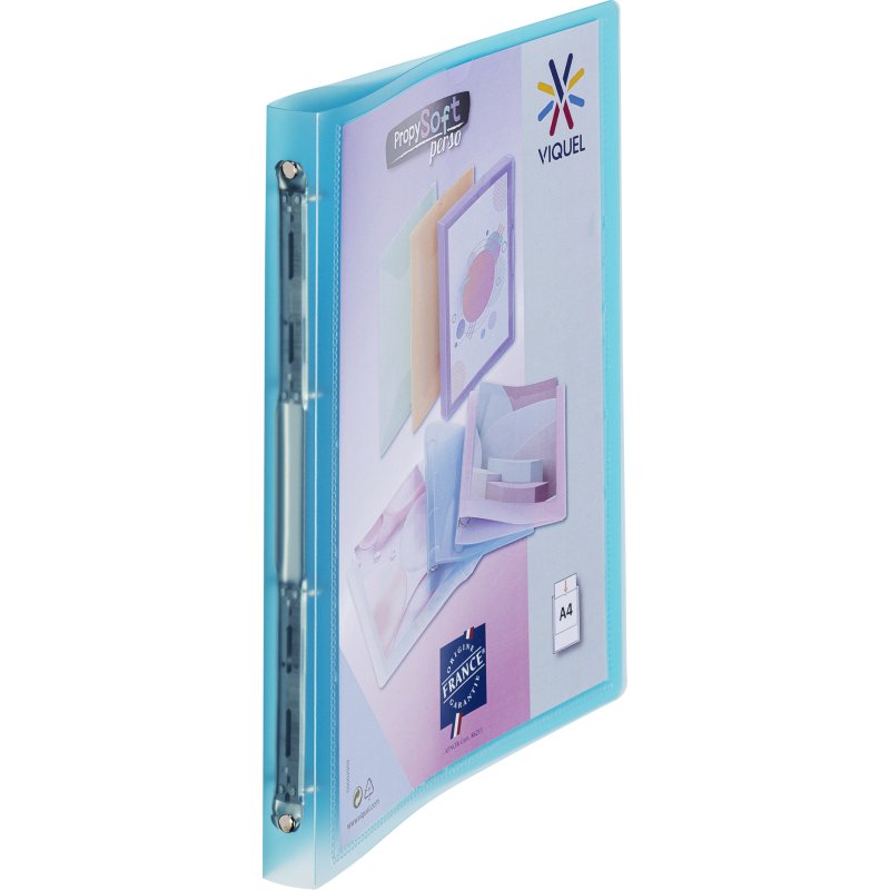 Classeur 4 anneaux plastifié Viquel Propysoft personnalisable A4 - Dos 2,5 cm couleurs assorties translucides