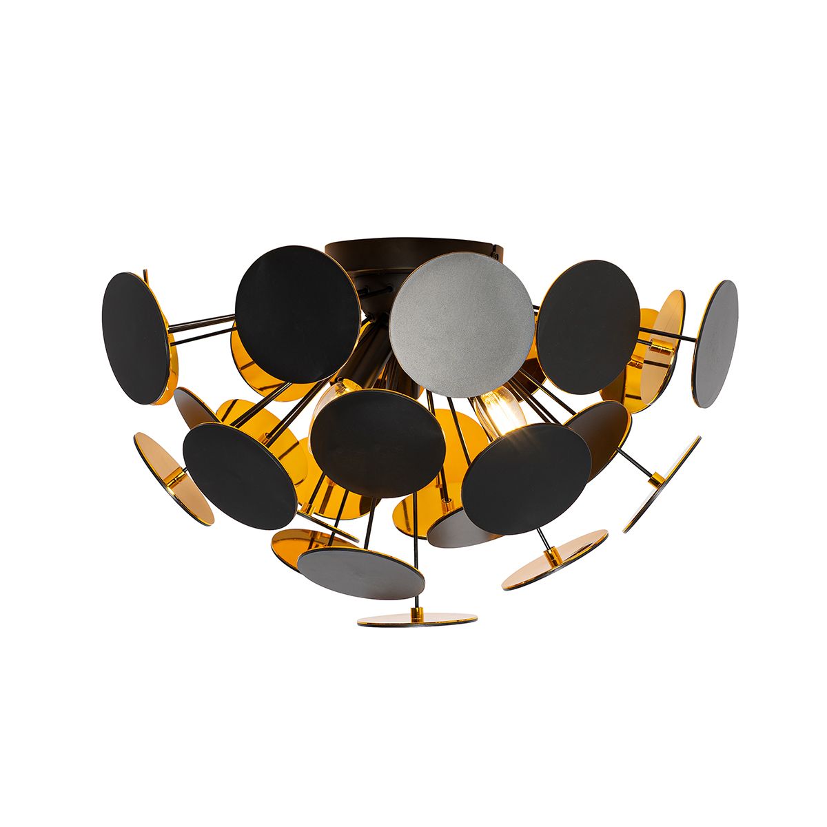 Design plafondlamp zwart met goud 54cm 3-lichts - Cerchio