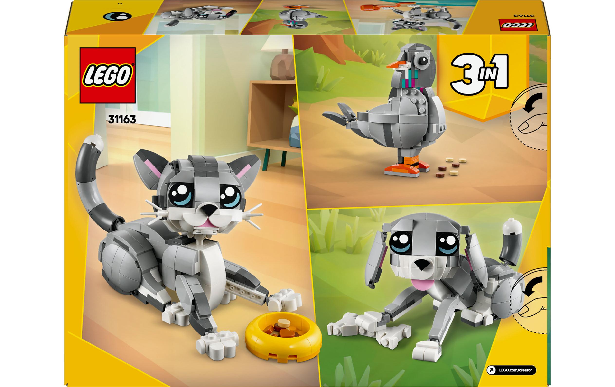 Creator Graue Katze 311633-in-1-Konstruktionsspielset zur Förderung der Kreativität und Fantasie