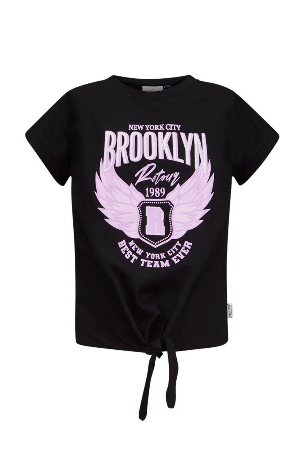 Retour Jeans T-shirt Monica met printopdruk zwart