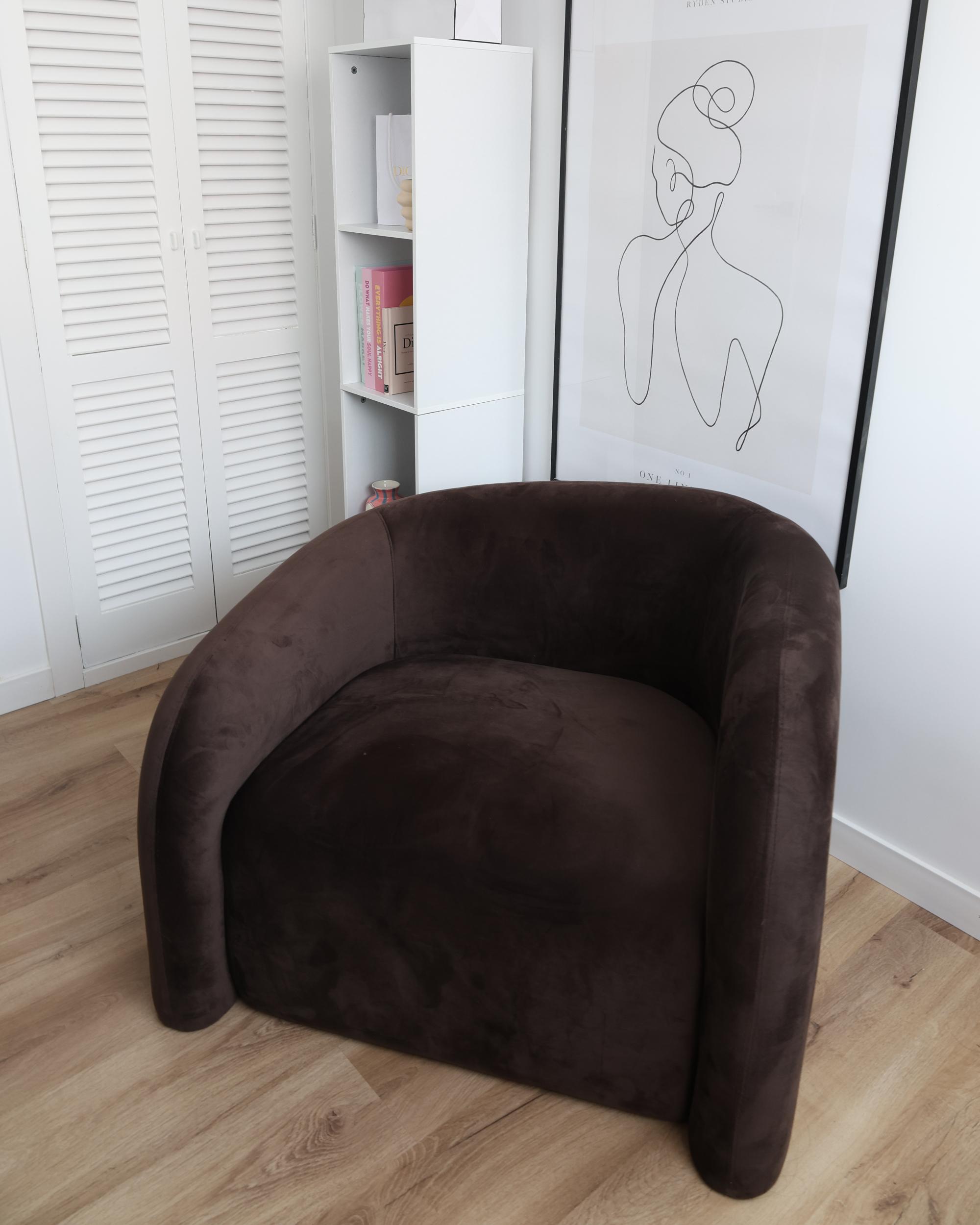 Fauteuil VELTADA Fluweel Donkerbruin