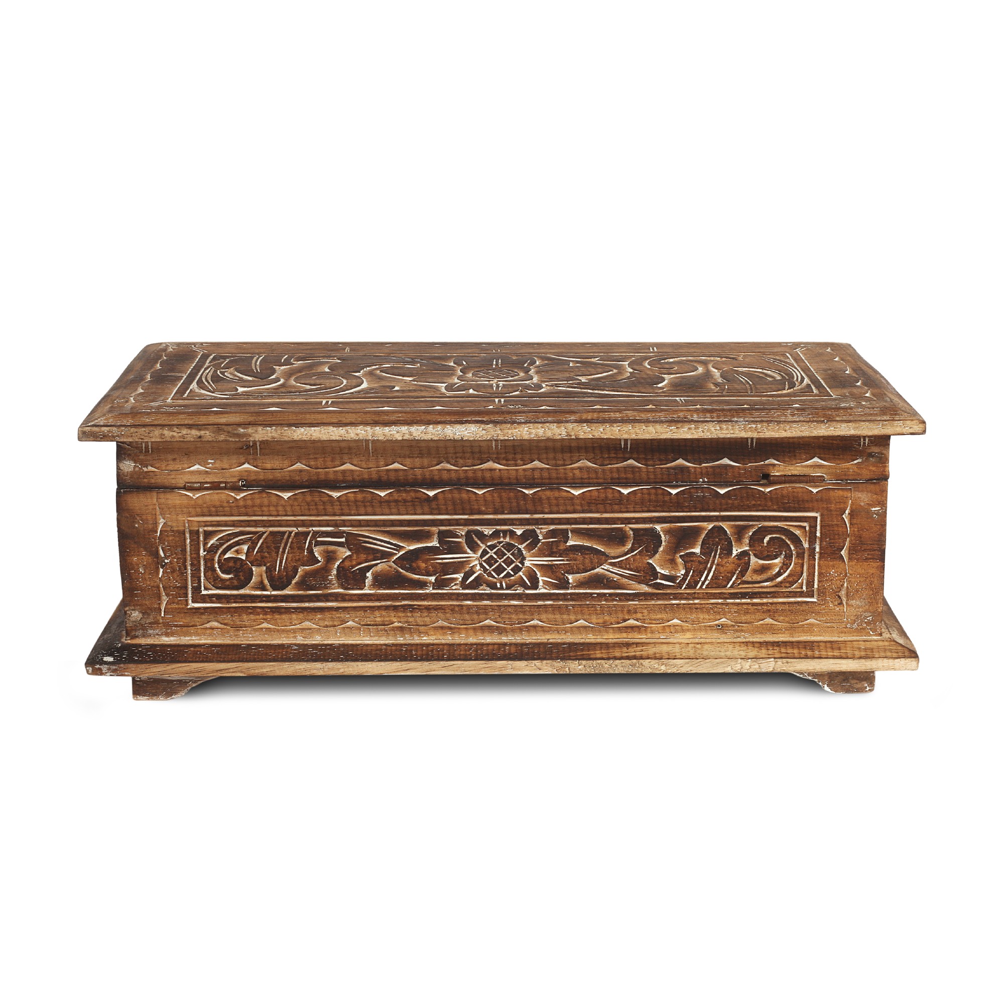 3er-Set Truhe mit Blumenmotiv, aus Albesiaholz von fischer's lagerhaus
