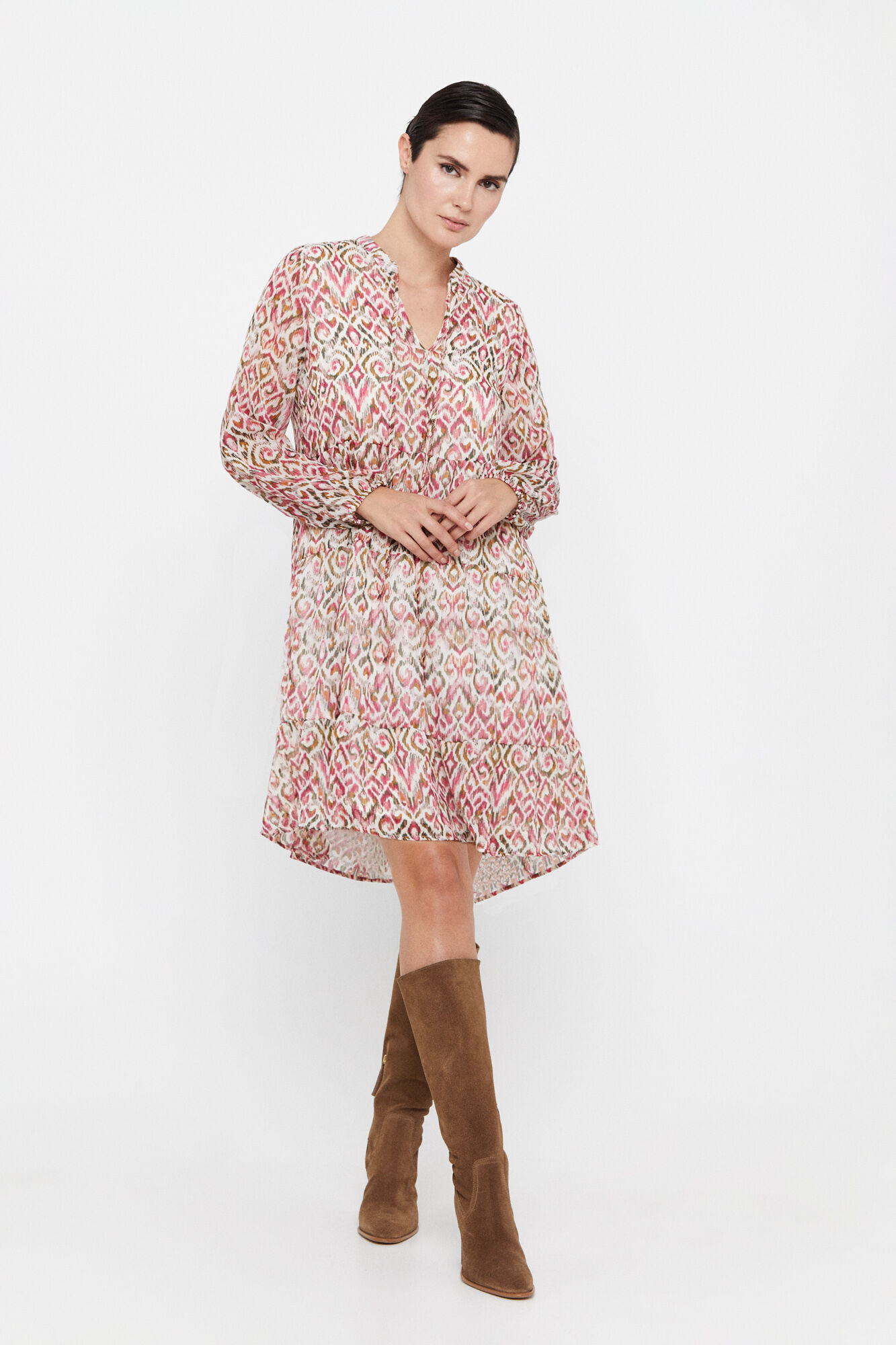 Vestido curto reciclado - Estampa branca