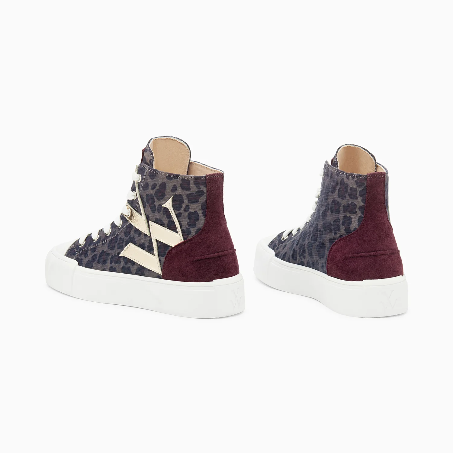 Sneakers-Baskets monogramme Valentina montantes léopard