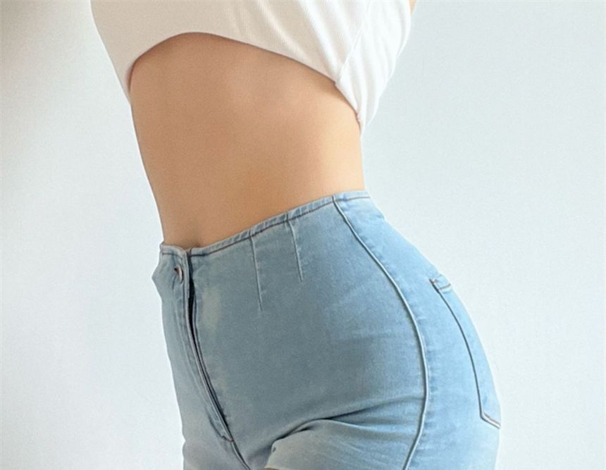 Notica - High Waist Washed Denim Hotpants