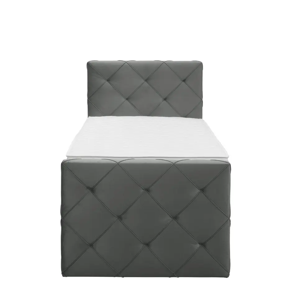 Boxspring met voetbord Liv geruit - grijs - 90x200 cm - vierkante poot