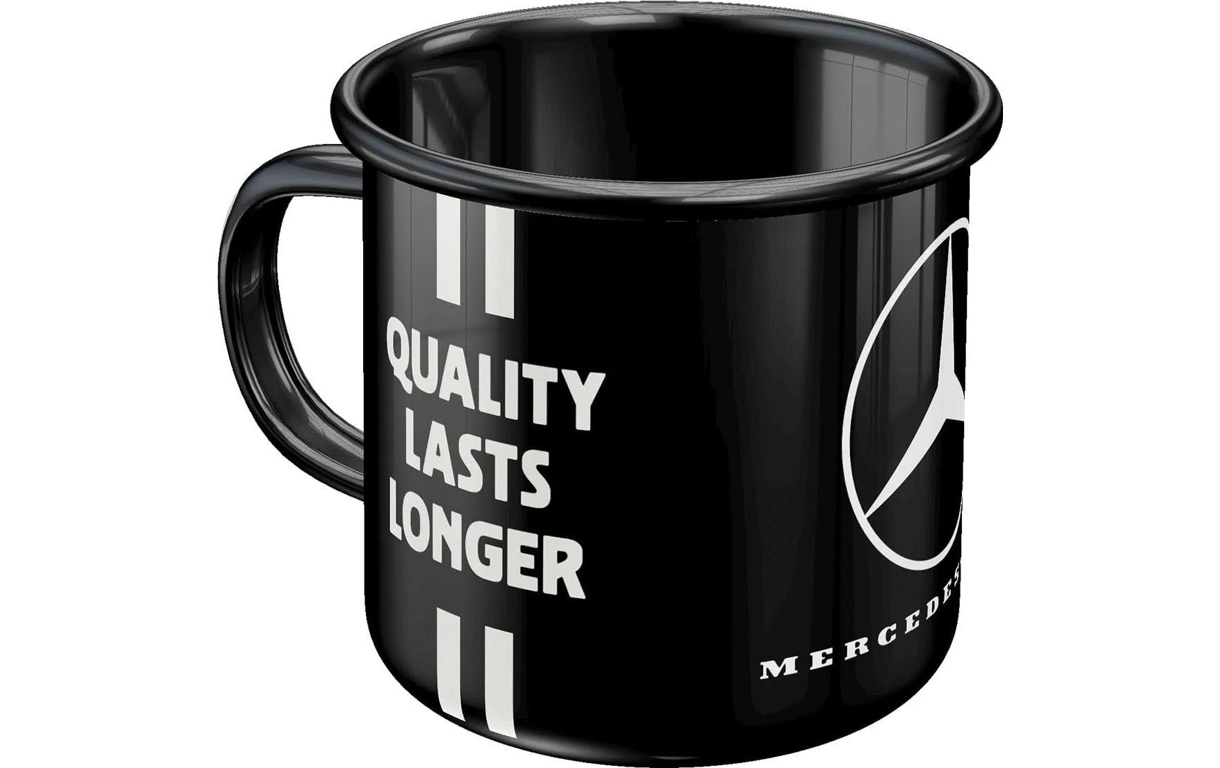 Kaffeetasse Mercedes 360 ml, 1 Stück, Schwarz/WeissEmailletasse im Retro Look
