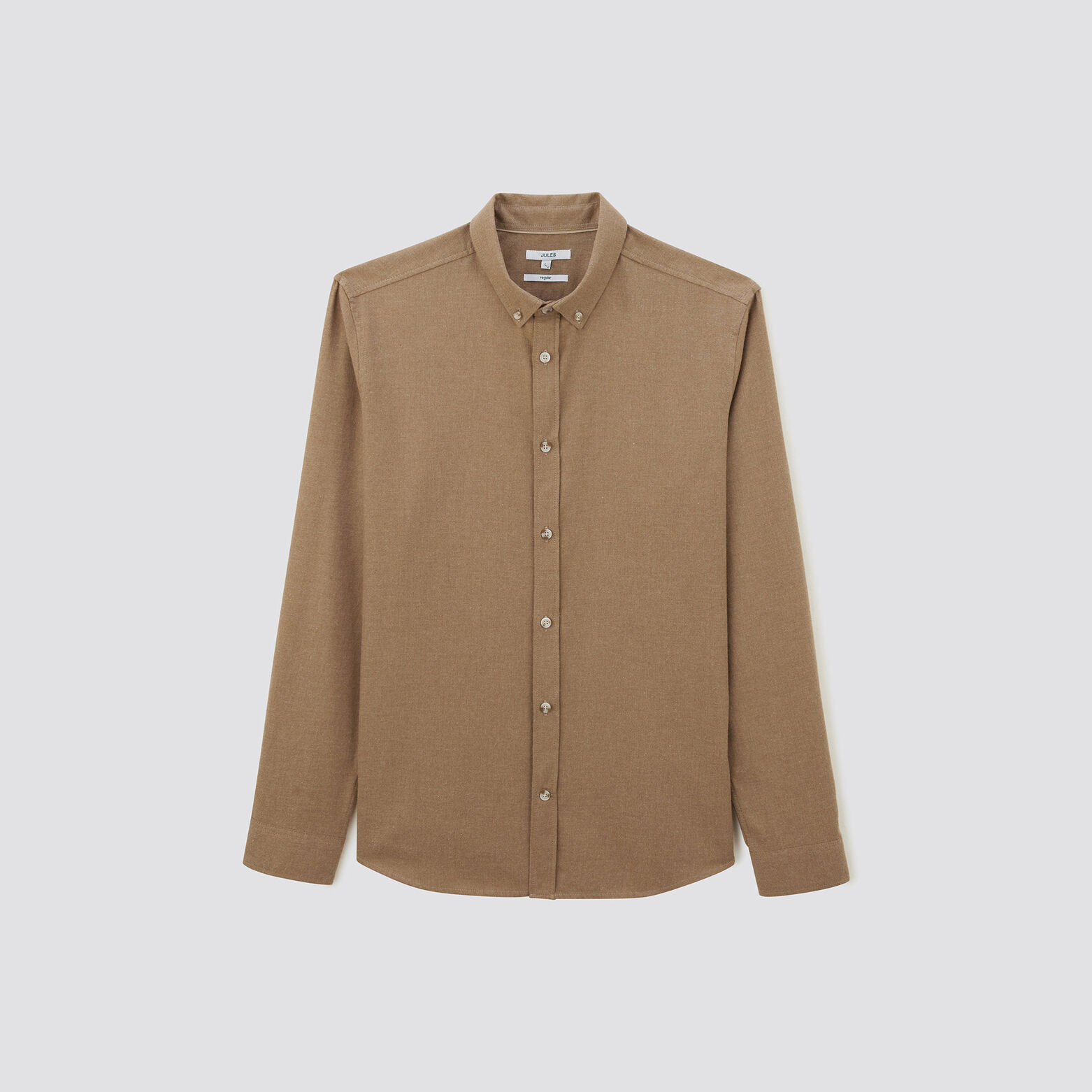 Chemise regular unie coton flanelle Jaune foncé