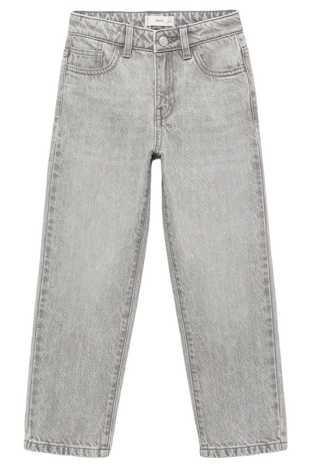 Mango Kids straight leg jeans lichtgrijs