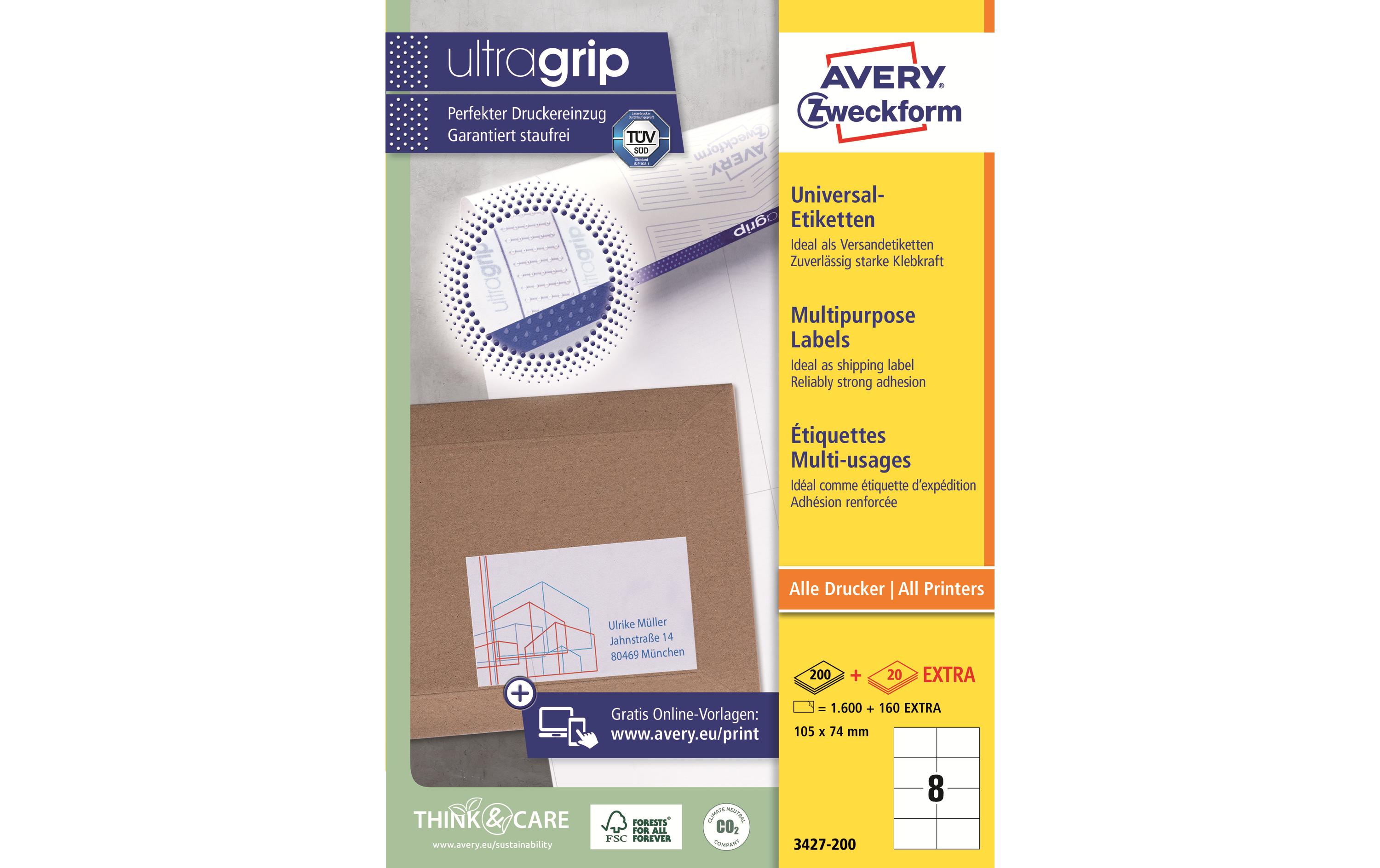 Universal-Etiketten 3427 105 x 74 mm, 220 BlattWeisse Aufkleber, permanent haftend