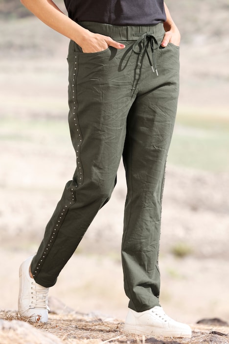 Hose, Straight Fit, Ziernieten-Band, Elastikbund