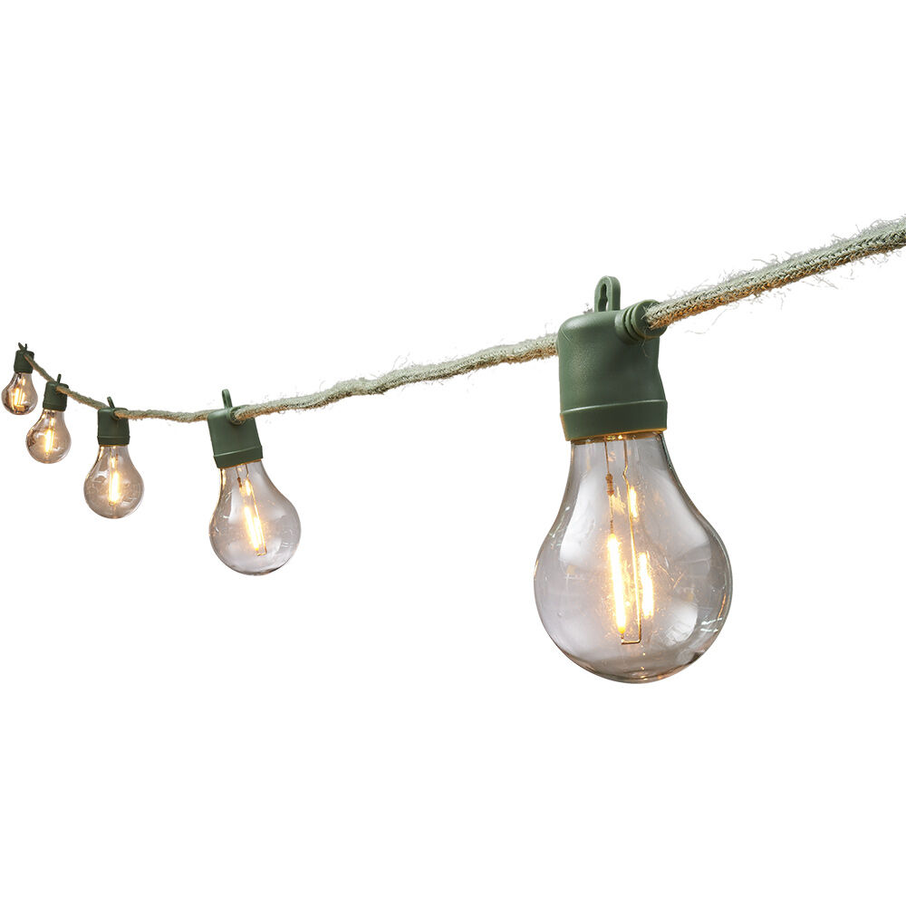 Guirlande ampoule 10 LED blanc chaud corde verte 4,5 m