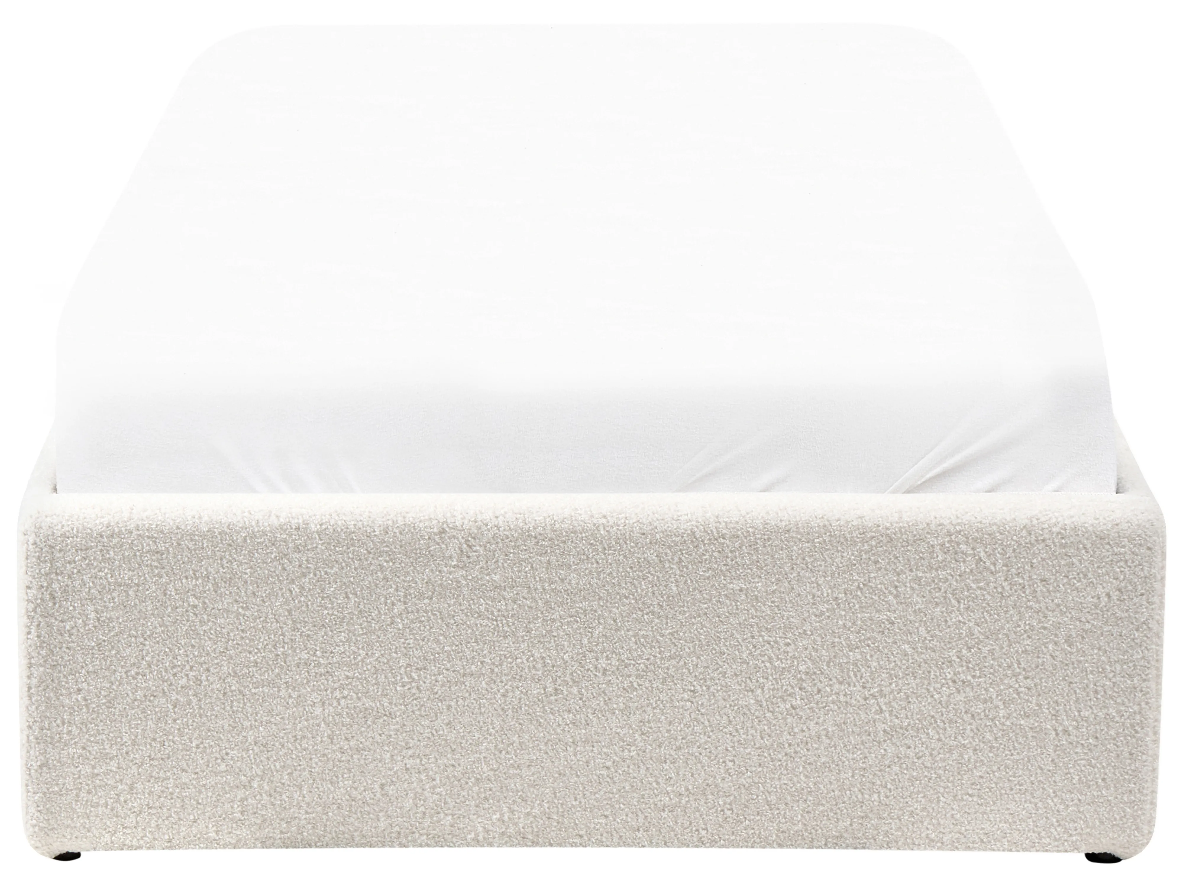 Opbergbed zonder hoofdbord Bouclé DINAN 90 x 200 cm Gebroken wit