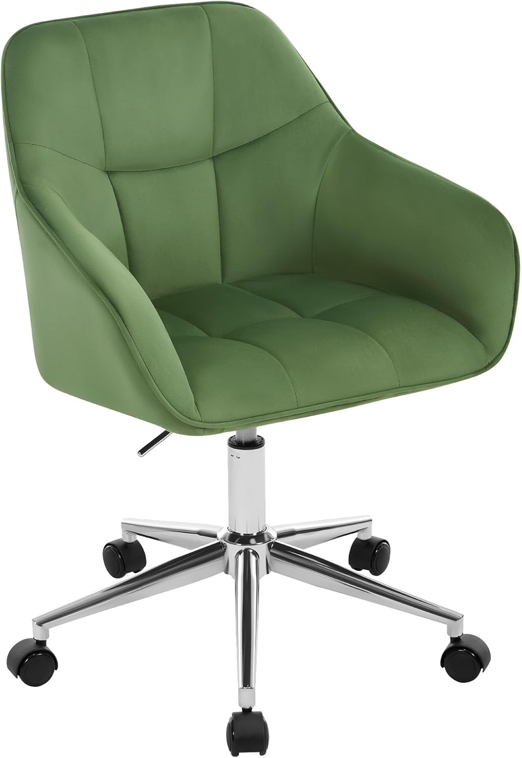 WOLTU Homeoffice Stuhl, Schreibtischstuhl, Drehstuhl, Schminkstuhl, höhenverstellbar, bis 150 kg belastbar, mit Armlehnen Samtsitz, für Schlafzimmer Büro Wohnzimmer, Grün BS145dgn OM9005242
