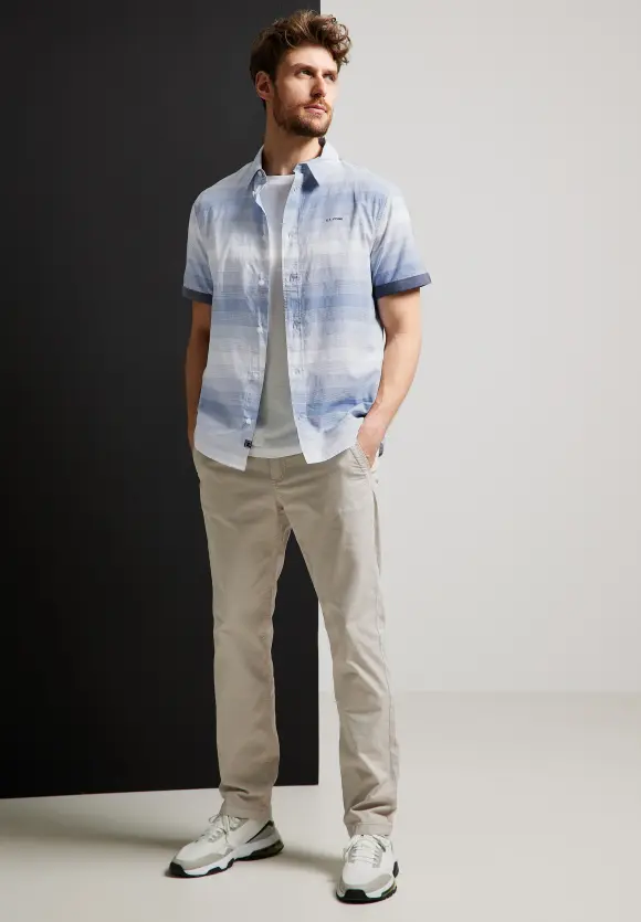 Gestreiftes Kurzarmhemd - steel blue