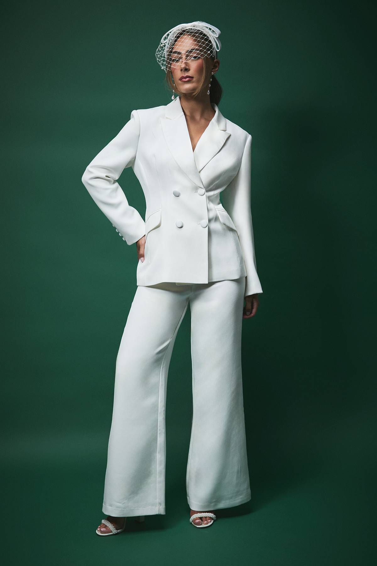 Coast Pantalon de Mariée Lisa Tan Tailleur Jambes Larges