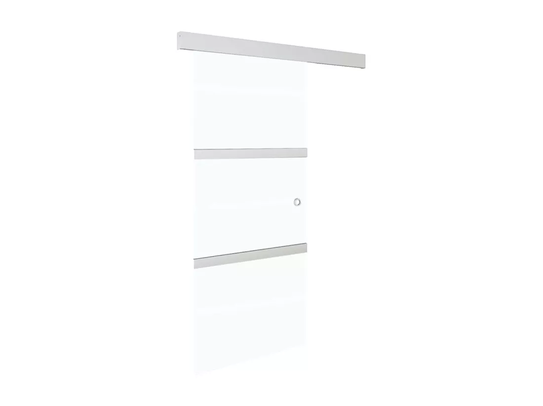 Porte coulissante à butées Verre ESG et aluminium 76x205 cm