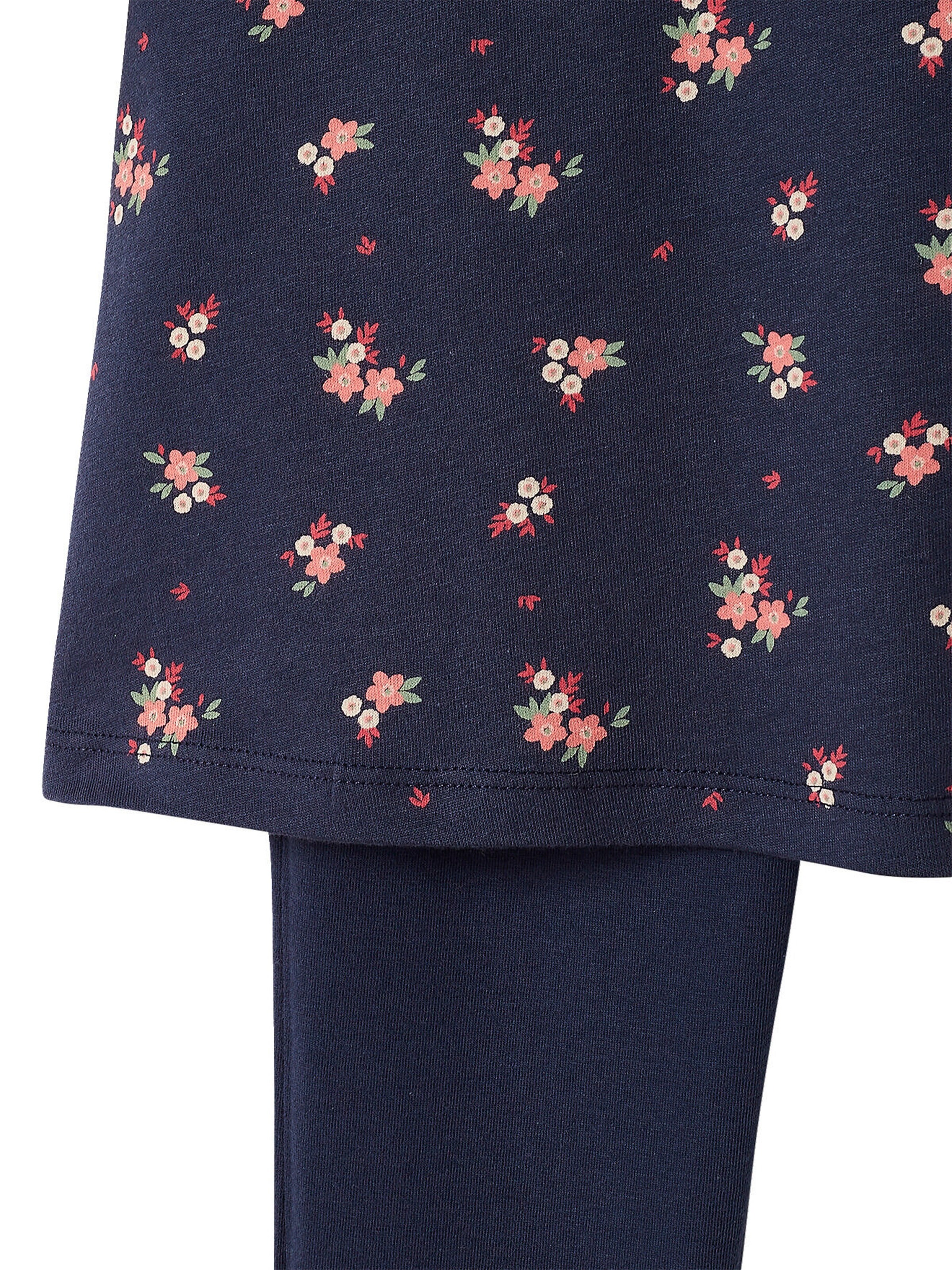 Vertbaudet 2er-Pack Mädchen Nachthemden mit Leggings, Blumen pack rosa/blau