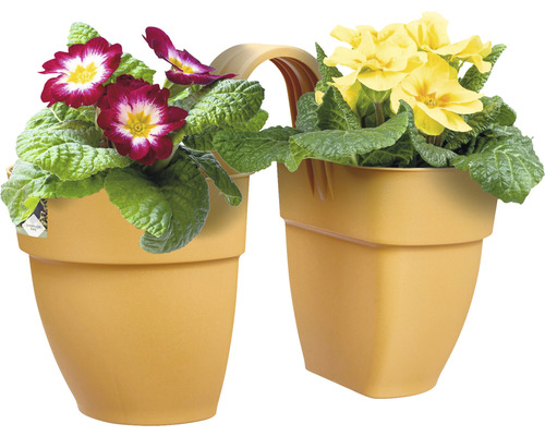 elho Vibia Campana Flower Twin 21 bloembak, kunststof, 21 x 38,4 x 26,5 cm, honinggeel