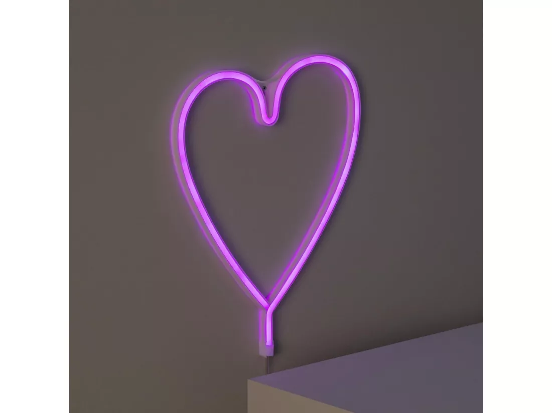 Néon LED Heart à Piles Rose