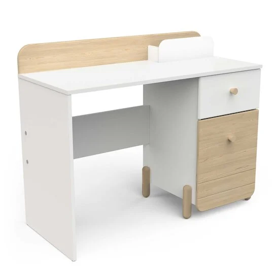 Edaj Bureau 1 Tiroir + 1 Porte   Blanc Chêne        de               CBA Meubles