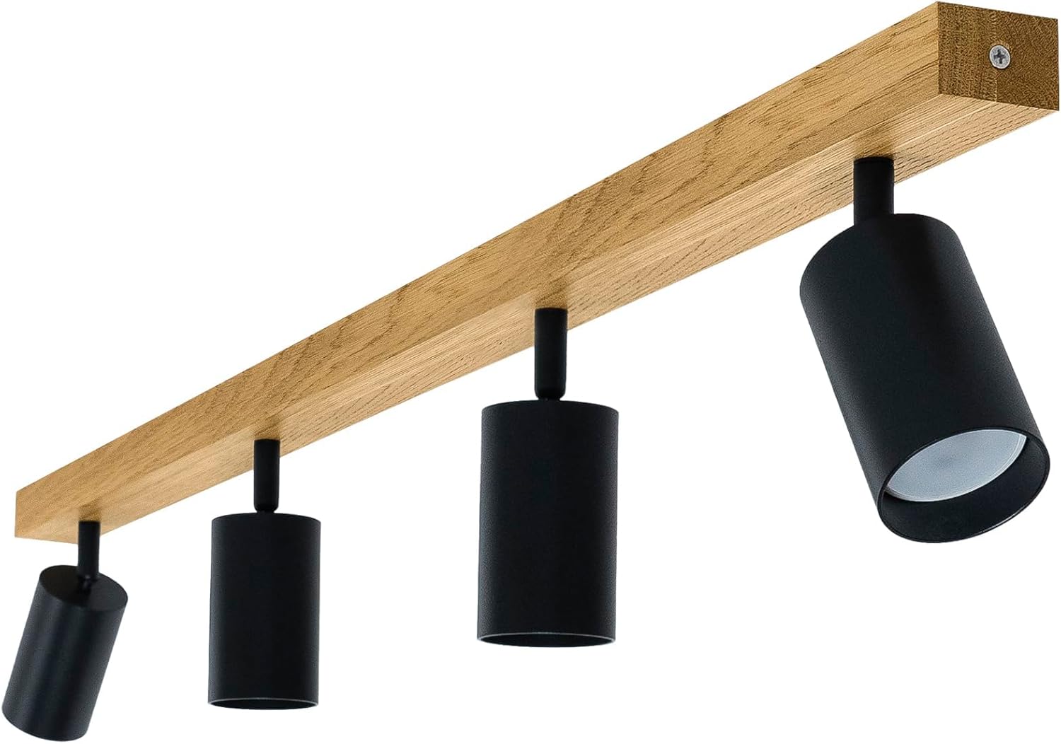 LED Wood Deckenstrahler 4 Flammig Schwenkbar - Handgefertigte Spots Deckenleuchte Modern aus Eiche - Strahler Deckenlampe Holz - GU10 Spotlight Lampe Wohnzimmer (Ohne Glühbirne) - Länge 90cm