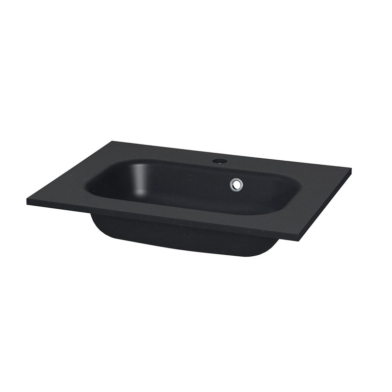Tiger Reverse Meubelset 60 cm met 2 lades Chalet eik / Mat zwart inclusief Oval wastafel Mat zwart