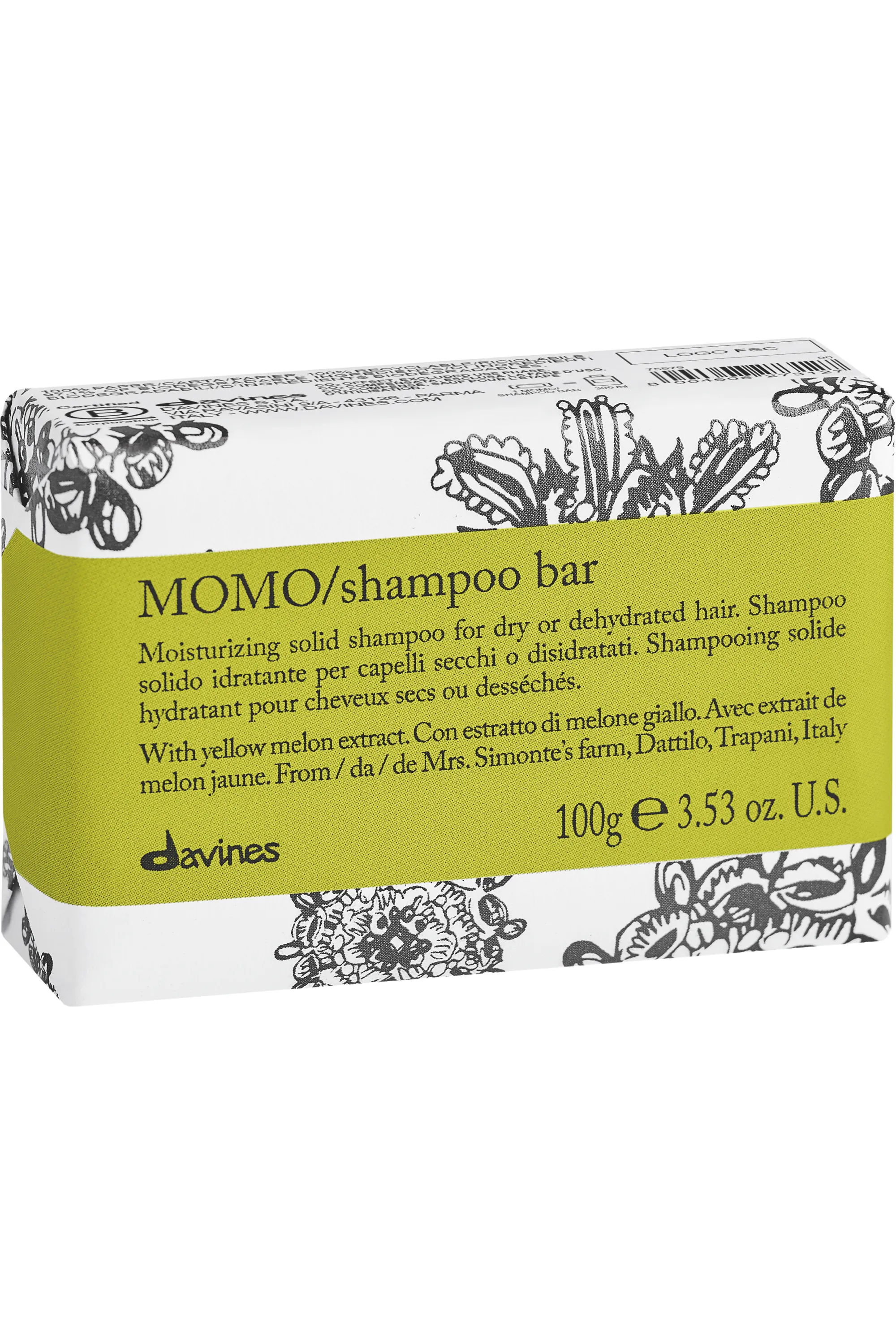 Davines Shampoing solide pour cheveux secs Momo-100 g
