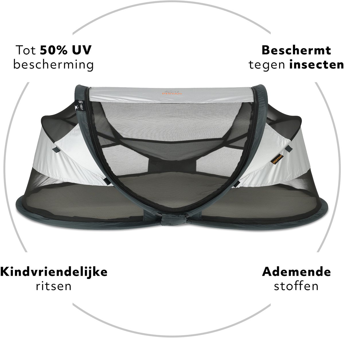 Deryan Baby Luxe campingbedje - Silver